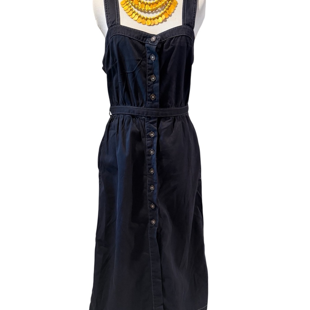 BDG Navy Button-Front Midi Dress